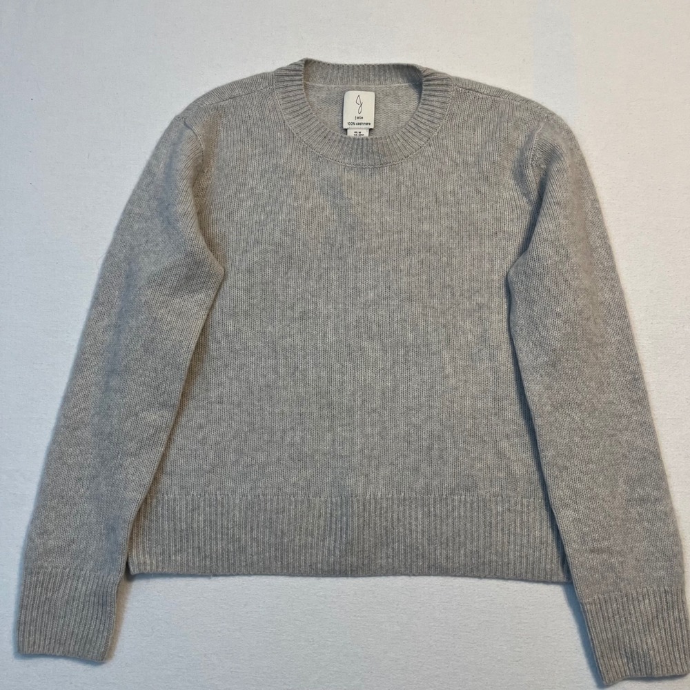Joie 100% Cashmere Sweater M Gray Crew Neck Classic Luxury Minimalist Capsule